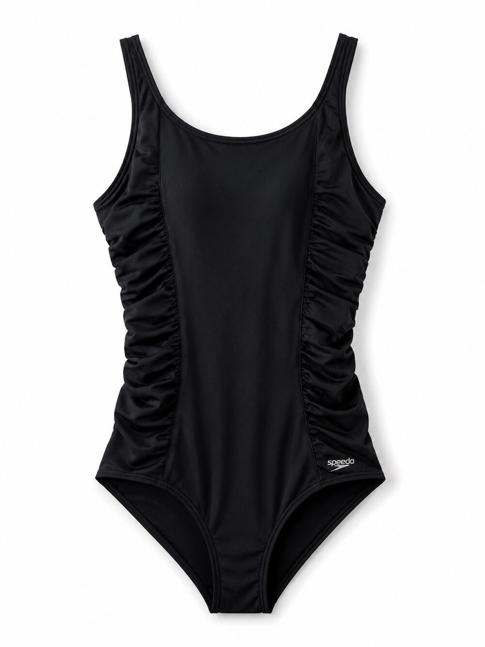 NWOT Speedo Women's One Piece Swimsuit S XL Black Ruched Tummy Control Swimwear